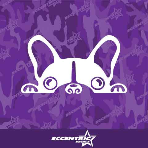 Boston Terrier Dog Peeking Vinyl Decal Sticker