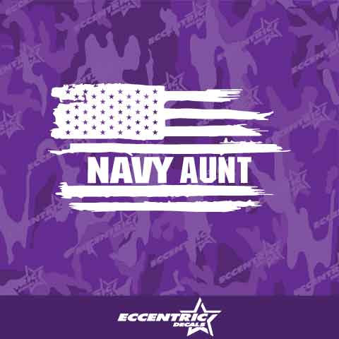 Navy Aunt Weathered Flag Vinyl Decal Sticker