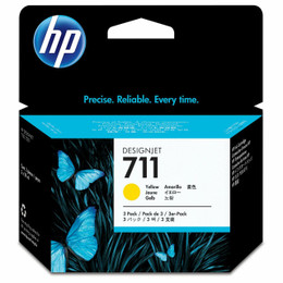 Genuine HP #711 29ml Yellow 3 Pack CZ136A HP DESIGNJET T120, HP DESIGNJET T520