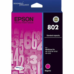 Genuine Epson 802 Magenta Ink Cartridge EPSON WORKFORCE PRO WF 4720, EPSON WORKFORCE PRO WF 4740, EPSON WORKFORCE PRO WF 4745 Genuine Epson 802 Magenta Ink Cartridge EPSON WORKFORCE PRO WF 4720, EPSON WORKFORCE PRO WF 4740, EPSON WORKFORCE PRO WF 4745