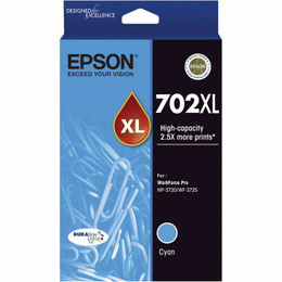 Genuine Epson 702XL Cyan Ink Cartridge EPSON WORKFORCE PRO WF 3720, EPSON WORKFORCE PRO WF 3725 Genuine Epson 702XL Cyan Ink Cartridge EPSON WORKFORCE PRO WF 3720, EPSON WORKFORCE PRO WF 3725