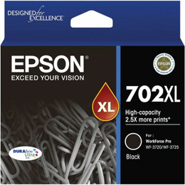 Genuine Epson 702XL Black Ink Cartridge EPSON WORKFORCE PRO WF 3720, EPSON WORKFORCE PRO WF 3725