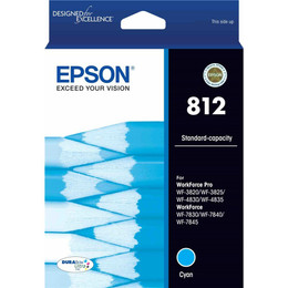 Genuine Epson 812 Cyan Ink Cart EPSON WF3820, EPSON WF3825, EPSON WF4830, EPSON WF4835, EPSON WF7830, EPSON WF7840, EPSON WF7845 Genuine Epson 812 Cyan Ink Cart EPSON WF3820, EPSON WF3825, EPSON WF4830, EPSON WF4835, EPSON WF7830, EPSON WF7840, EPSON WF7845