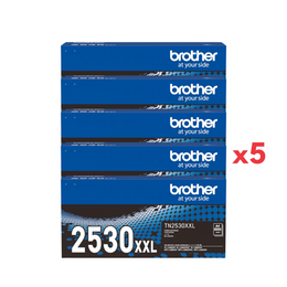 Genuine Brother TN2530XXL Toner Cart - 5 Pack -  25,000 Pages Genuine Brother TN2530XXL Toner Cart - 5 Pack -  25,000 Pages