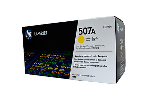Genuine HP #507A Yellow Toner CE402A HP LASERJET ENTERPRISE 500 COLOR M551, HP LASERJET PRO 500 COLOR M570, HP LASERJET ENTERPRISE 500 COLOR MFP M575