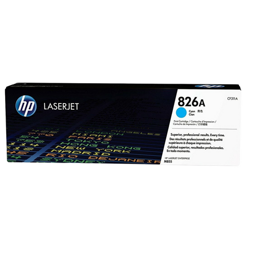 Genuine HP #826A Cyan Toner CF311A HP COLOR LASERJET M855DN, HP COLOR LASERJET M855X+, HP COLOR LASERJET M855XH