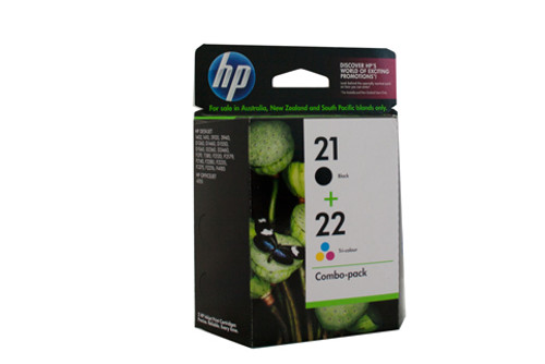 Genuine HP #21/22 Ink Twin Pack HP DESKJET 3920, HP DESKJET 3940, HP DESKJET F300, HP DESKJET F370, HP DESKJET F380, HP DESKJET D1360, HP DESKJET D1460, HP DESKJET D1520, HP DESKJET D1560, HP DESKJET D2360, HP DESKJET D2460, HP DESKJET F2100, HP DESKJET F2120, HP DESKJET F2179, HP DESKJET F2180,