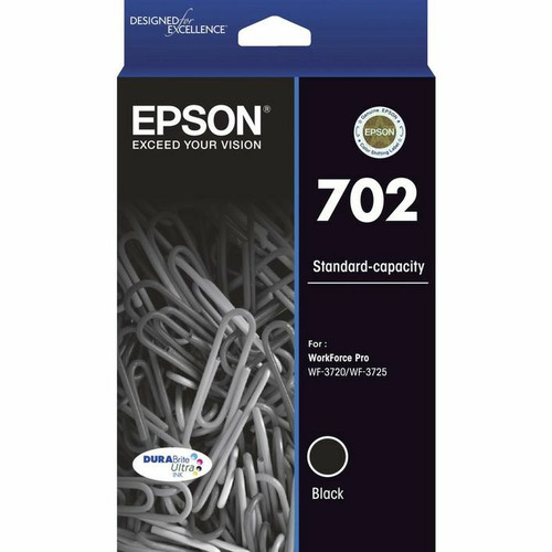 Genuine Epson 702 Black Ink Cartridge EPSON WORKFORCE PRO WF 3720, EPSON WORKFORCE PRO WF 3725