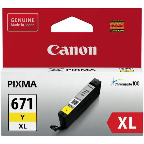 Genuine Canon CLI671XL Yellow Ink Cartridge CANON PIXMA MG5760, CANON PIXMA MG5765, CANON PIXMA MG6860, CANON PIXMA MG6865, CANON PIXMA MG6866, CANON PIXMA MG7760, CANON PIXMA TS5060, CANON PIXMA TS6060, CANON PIXMA TS8060, CANON PIXMA TS9060, CANON PIXMA MG7766 Genuine Canon CLI671XL Yellow Ink Cartridge CANON PIXMA MG5760, CANON PIXMA MG5765, CANON PIXMA MG6860, CANON PIXMA MG6865, CANON PIXMA MG6866, CANON PIXMA MG7760, CANON PIXMA TS5060, CANON PIXMA TS6060, CANON PIXMA TS8060, CANON PIXMA TS9060, CANON PIXMA MG7766