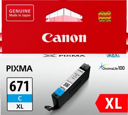 Genuine Canon CLI671XL Cyan Ink Cartridge CANON PIXMA MG5760, CANON PIXMA MG5765, CANON PIXMA MG6860, CANON PIXMA MG6865, CANON PIXMA MG6866, CANON PIXMA MG7760, CANON PIXMA TS5060, CANON PIXMA TS6060, CANON PIXMA TS8060, CANON PIXMA TS9060, CANON PIXMA MG7766 Genuine Canon CLI671XL Cyan Ink Cartridge CANON PIXMA MG5760, CANON PIXMA MG5765, CANON PIXMA MG6860, CANON PIXMA MG6865, CANON PIXMA MG6866, CANON PIXMA MG7760, CANON PIXMA TS5060, CANON PIXMA TS6060, CANON PIXMA TS8060, CANON PIXMA TS9060, CANON PIXMA MG7766