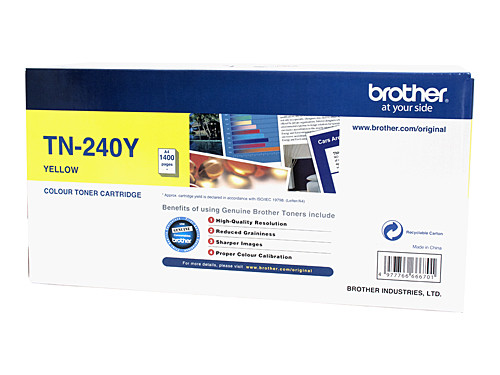 Genuine Brother TN240 Yellow Toner Cartridge BROTHER DCP 9010CN, BROTHER HL 3070CW, BROTHER HL 3075CW, BROTHER HL 3040CN, BROTHER HL 3045CN, BROTHER MFC 9120CN, BROTHER MFC 9125CN, BROTHER MFC 9320CW, BROTHER MFC 9325CW Genuine Brother TN240 Yellow Toner Cartridge BROTHER DCP 9010CN, BROTHER HL 3070CW, BROTHER HL 3075CW, BROTHER HL 3040CN, BROTHER HL 3045CN, BROTHER MFC 9120CN, BROTHER MFC 9125CN, BROTHER MFC 9320CW, BROTHER MFC 9325CW