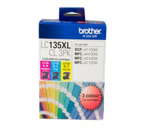 Genuine Brother LC135XL CMY Colour Pack BROTHER DCP J4110DW, BROTHER MFC J4410DW, BROTHER MFC J4510DW, BROTHER MFC J4710DW, BROTHER MFC J6920DW, BROTHER MFC J6520DW, BROTHER MFC J6720DW