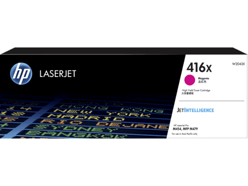 HP #416X Magenta Toner W2043X - 6,000 pages HP COLOR LASERJET PRO M454, HP COLOR LASERJET PRO M479, HP COLOR LASERJEST ENTERPRISE M480f HP #416X Magenta Toner W2043X - 6,000 pages HP COLOR LASERJET PRO M454, HP COLOR LASERJET PRO M479, HP COLOR LASERJEST ENTERPRISE M480f