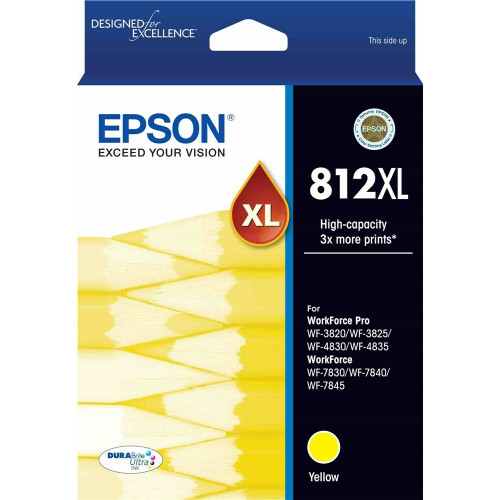 Genuine Epson 812XL Yellow Ink Cart EPSON WF3820, EPSON WF3825, EPSON WF4830, EPSON WF4835, EPSON WF7830, EPSON WF7840, EPSON WF7845 Genuine Epson 812XL Yellow Ink Cart EPSON WF3820, EPSON WF3825, EPSON WF4830, EPSON WF4835, EPSON WF7830, EPSON WF7840, EPSON WF7845