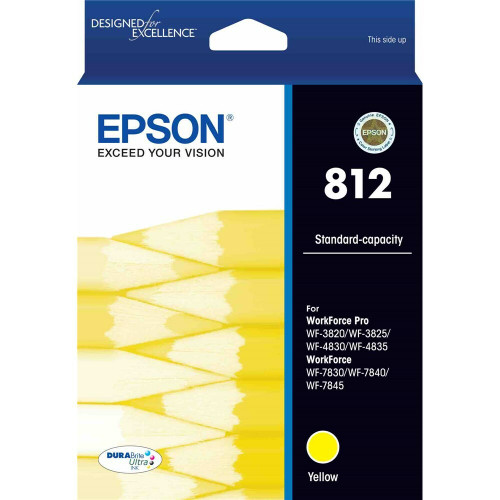 Genuine Epson 812 Yellow Ink Cart EPSON WF3820, EPSON WF3825, EPSON WF4830, EPSON WF4835, EPSON WF7830, EPSON WF7840, EPSON WF7845