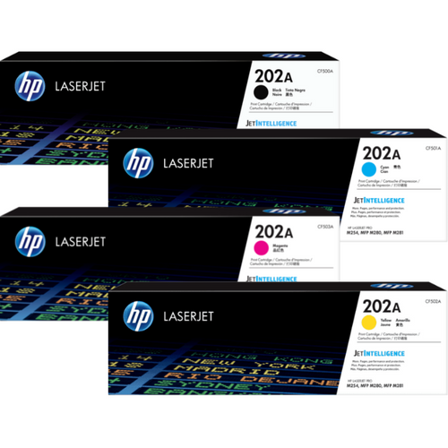 Genuine HP #202A Black Toner CF500A Value Pack HP COLOR LASERJET PRO M254, HP COLOR LASERJET PRO MFP M280, HP COLOR LASERJET PRO MFP M281 Genuine HP #202A Black Toner CF500A Value Pack HP COLOR LASERJET PRO M254, HP COLOR LASERJET PRO MFP M280, HP COLOR LASERJET PRO MFP M281