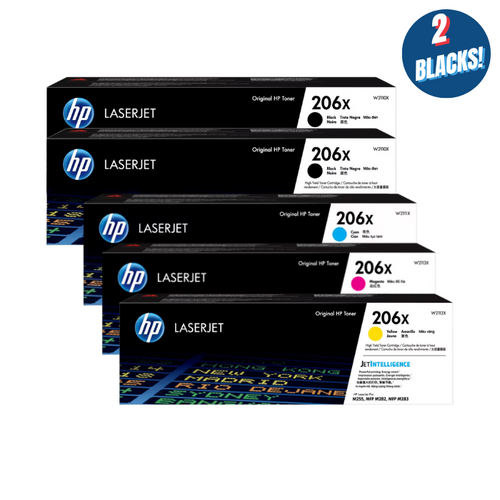 HP #206X Black Toner Cartridge High Yield Plus Value Pack HP LASERJET PRO M255, HP LASERJET PRO M282, HP LASERJET PRO M283 HP #206X Black Toner Cartridge High Yield Plus Value Pack HP LASERJET PRO M255, HP LASERJET PRO M282, HP LASERJET PRO M283