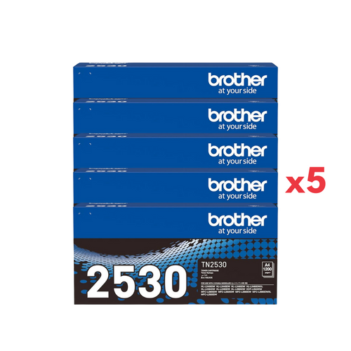 Genuine Brother TN2530 Toner Cartridge - 5 Pack - 6,000 Pages Genuine Brother TN2530 Toner Cartridge - 5 Pack - 6,000 Pages