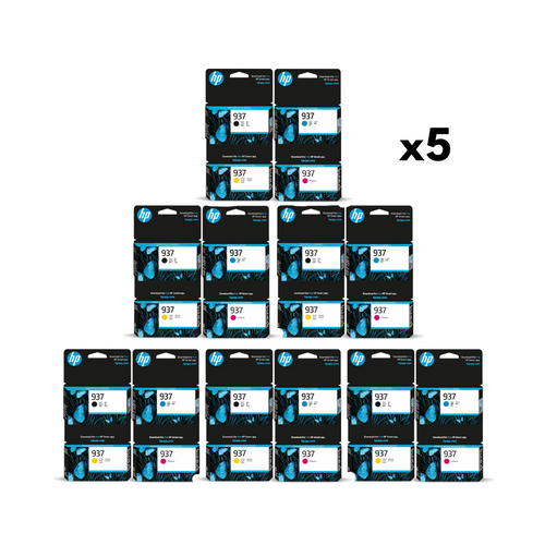 HP #937 Genuine Black Ink Cartridge 4S6W5NA – 5 pack HP #937 Genuine Black Ink Cartridge 4S6W5NA – 5 pack