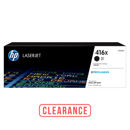 HP #416X Black Toner W2040X - 7,500 pages - Clearance Stock HP COLOR LASERJET PRO M454, HP COLOR LASERJET PRO M479, HP COLOR LASERJEST ENTERPRISE M480f;Condition=All Clearance items will be in sealed boxes. Some may have superficial external damage such as dints or labels etc, but will have no impact on the toners quality. Take advantage of a bargain! HP #416X Black Toner W2040X - 7,500 pages - Clearance Stock HP COLOR LASERJET PRO M454, HP COLOR LASERJET PRO M479, HP COLOR LASERJEST ENTERPRISE M480f;Condition=All Clearance items will be in sealed boxes. Some may have superficial external damage such as dints or labels etc, but will have no impact on the toners quality. Take advantage of a bargain!