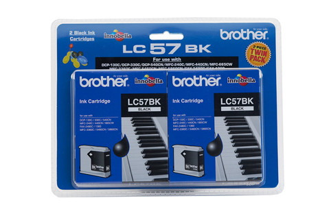 Genuine Brother LC57 Black Twin Pack