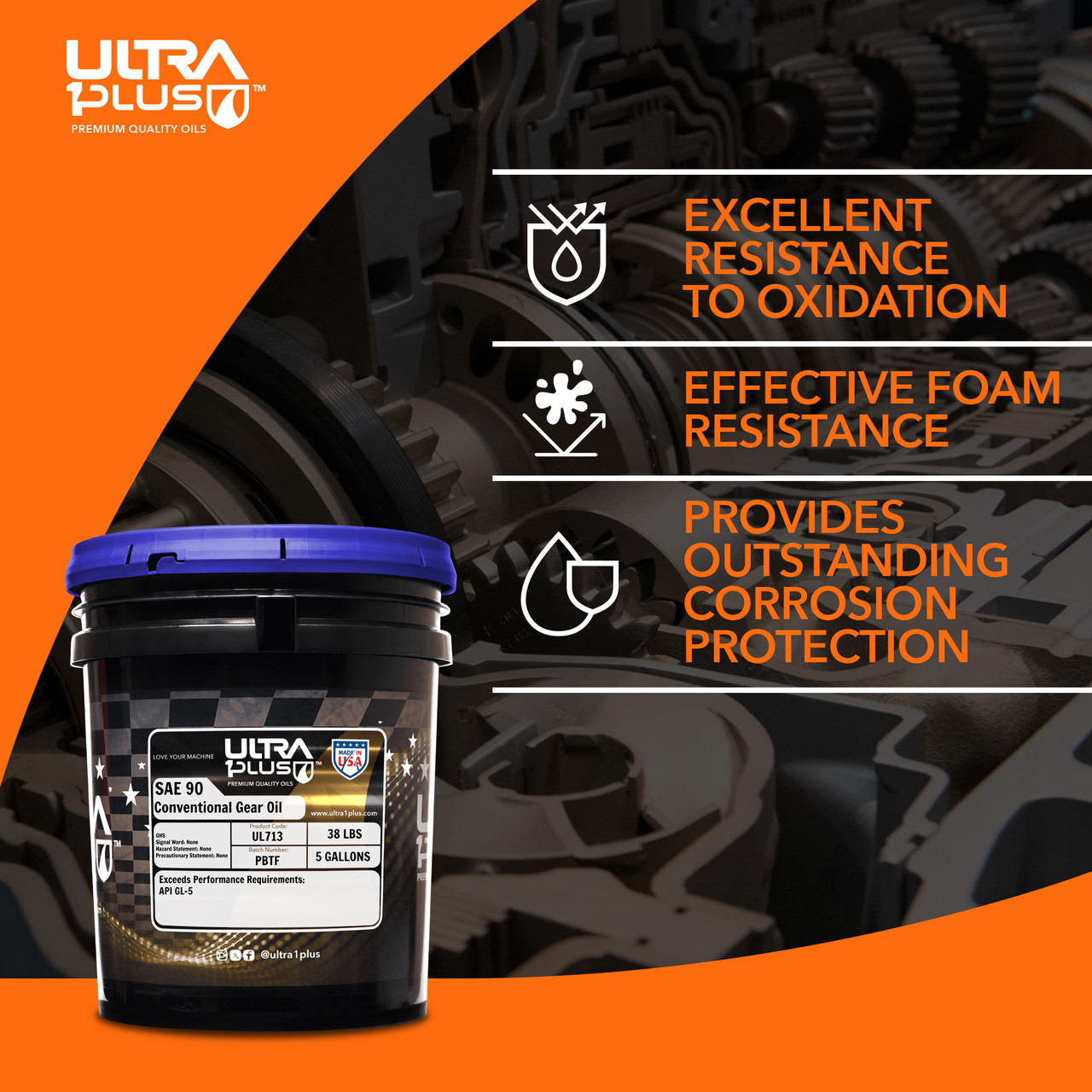 Ultra1Plus SAE 90 Conventional Gear Oil, API GL-5
