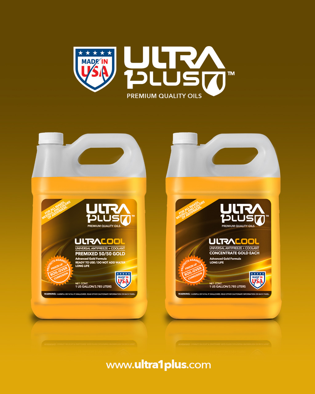 Ultra1Plus Antifreeze Coolant - UltraCool Universal Premixed 50/50 - Ready  to use - Gallon Orange