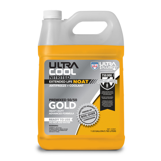 UltraCool NOAT Extended life Nitrite and Molybdate HD Antifreeze + Coolant PREMIXED 50/50 Gold