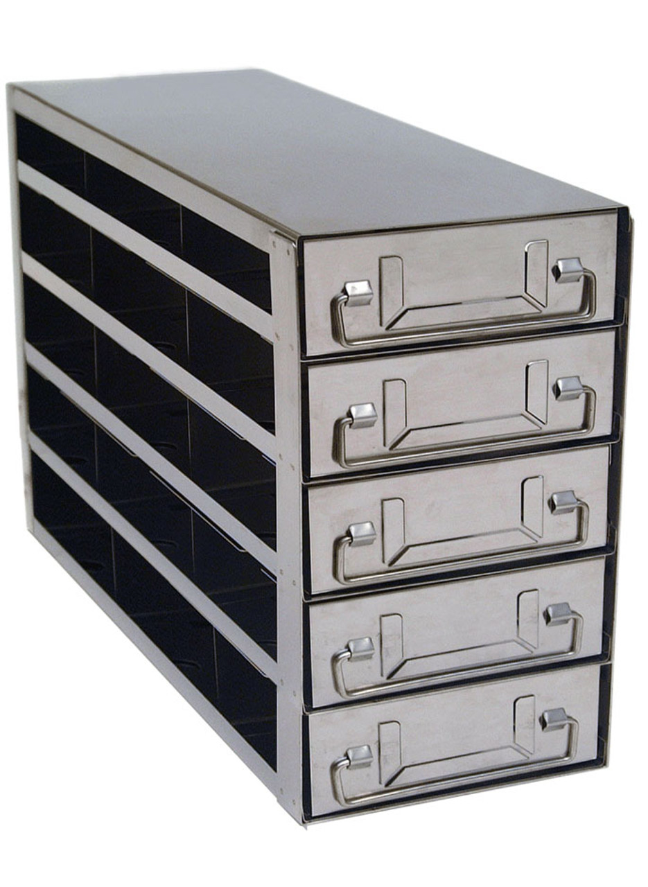 Stainless Steel Freezer Drawer Rack For Two Inch Cryo Boxes Lab