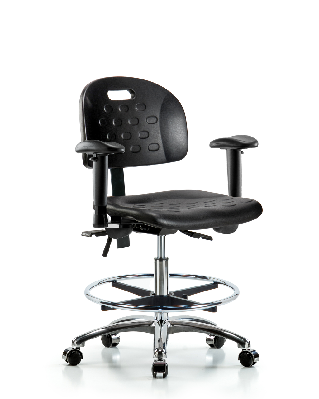 Thomas ECOM VHBCH-CR-T0-A1-CF-RG-c8540 Black Vinyl High Bench Height Chair with Chrome Base and without Tilt Glides Thomas Scientific 1178A94EA Adjustable Arm Chrome Foot Ring Thomas ECOM VHBCH-CR-T0-A1-CF-RG-c8540 Black Vinyl High Bench Height Chair with Chrome Base and without Tilt Glides Thomas Scientific 1178A94EA Adjustable Arm Chrome Foot Ring