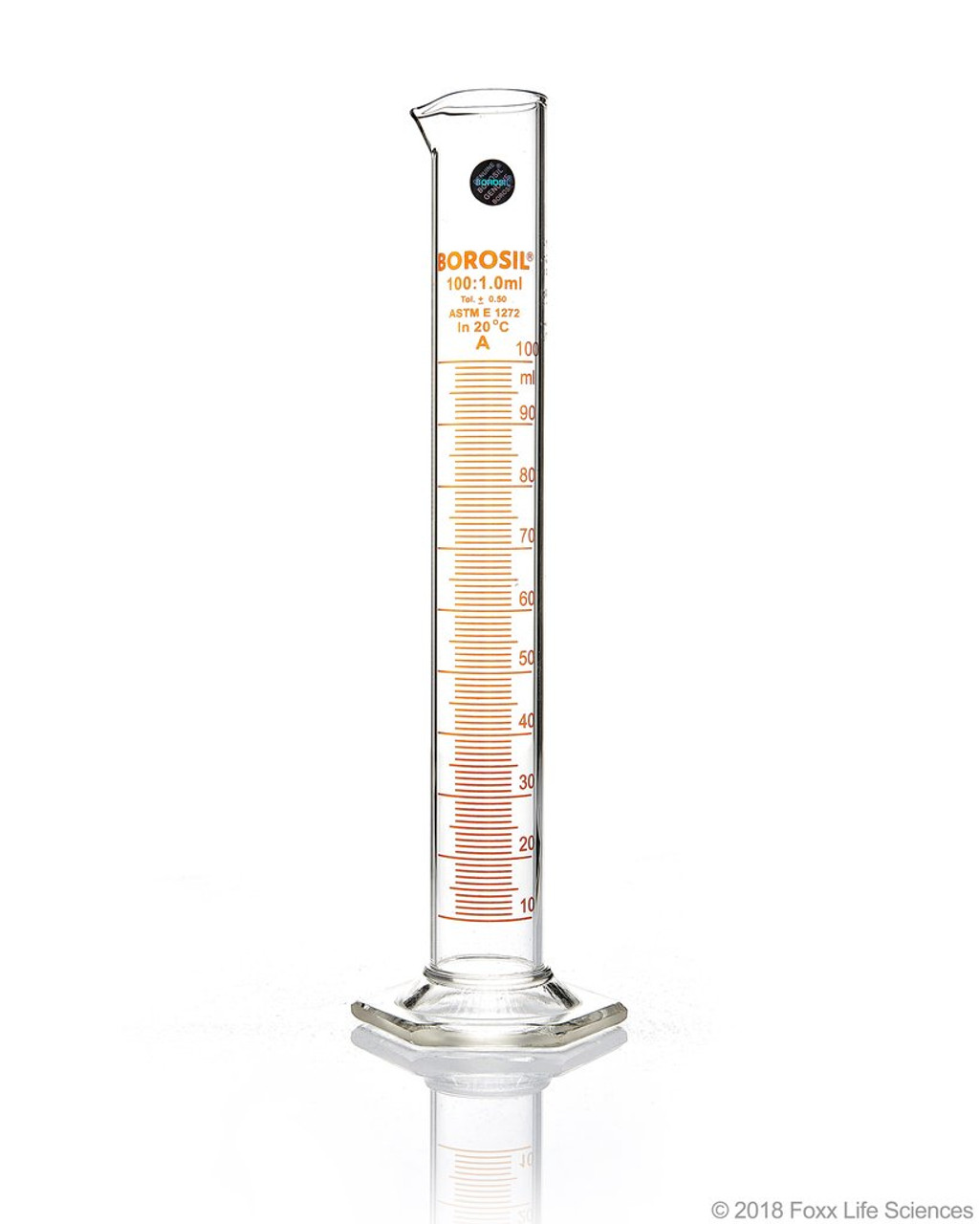 Borosilicate Glass Graduated Cylinder, 25 ml, 0.5 ml Graduation