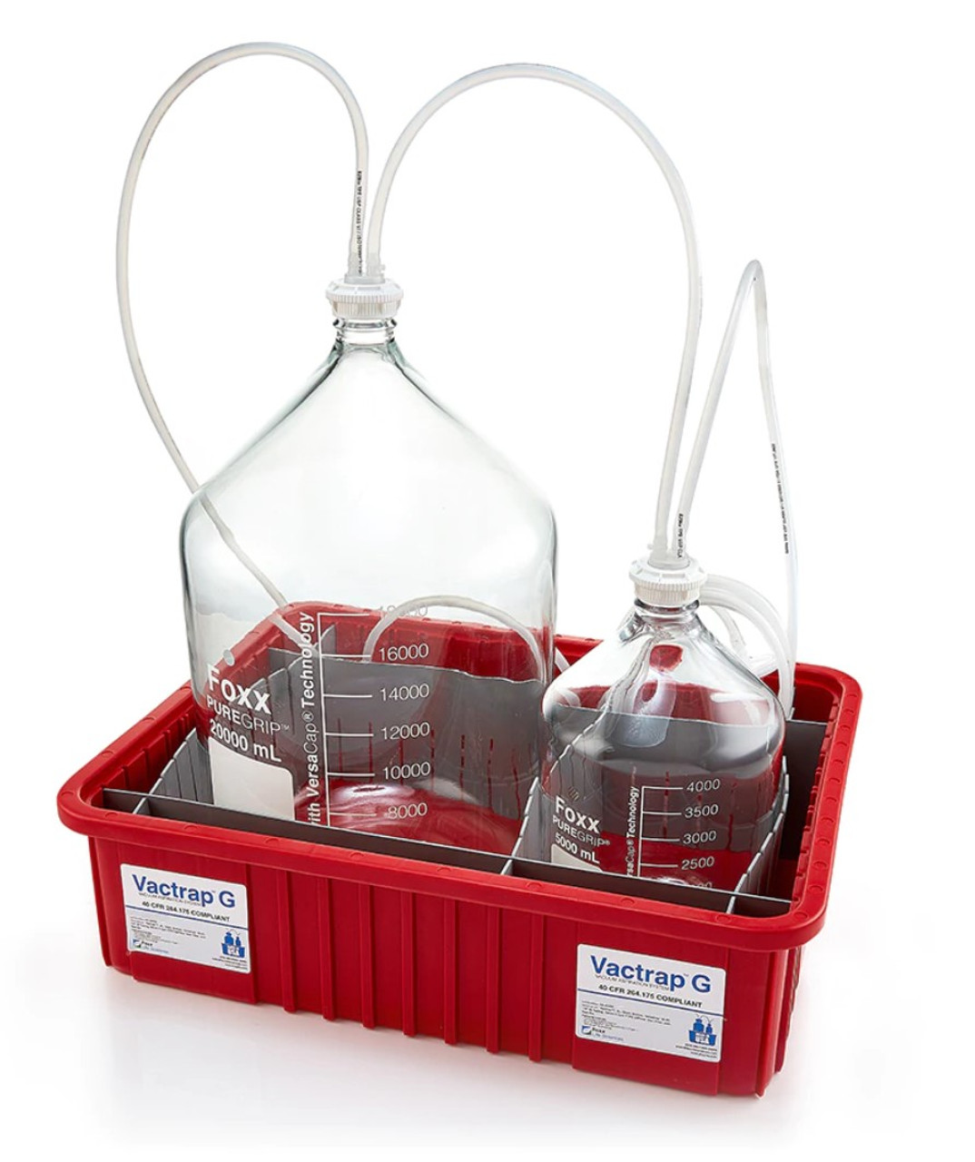 Vactrap G Vacuum Trap System With One 20 Liter and One 5 Liter Glass  Bottles, Red Bin, GL45 Caps and 1/4