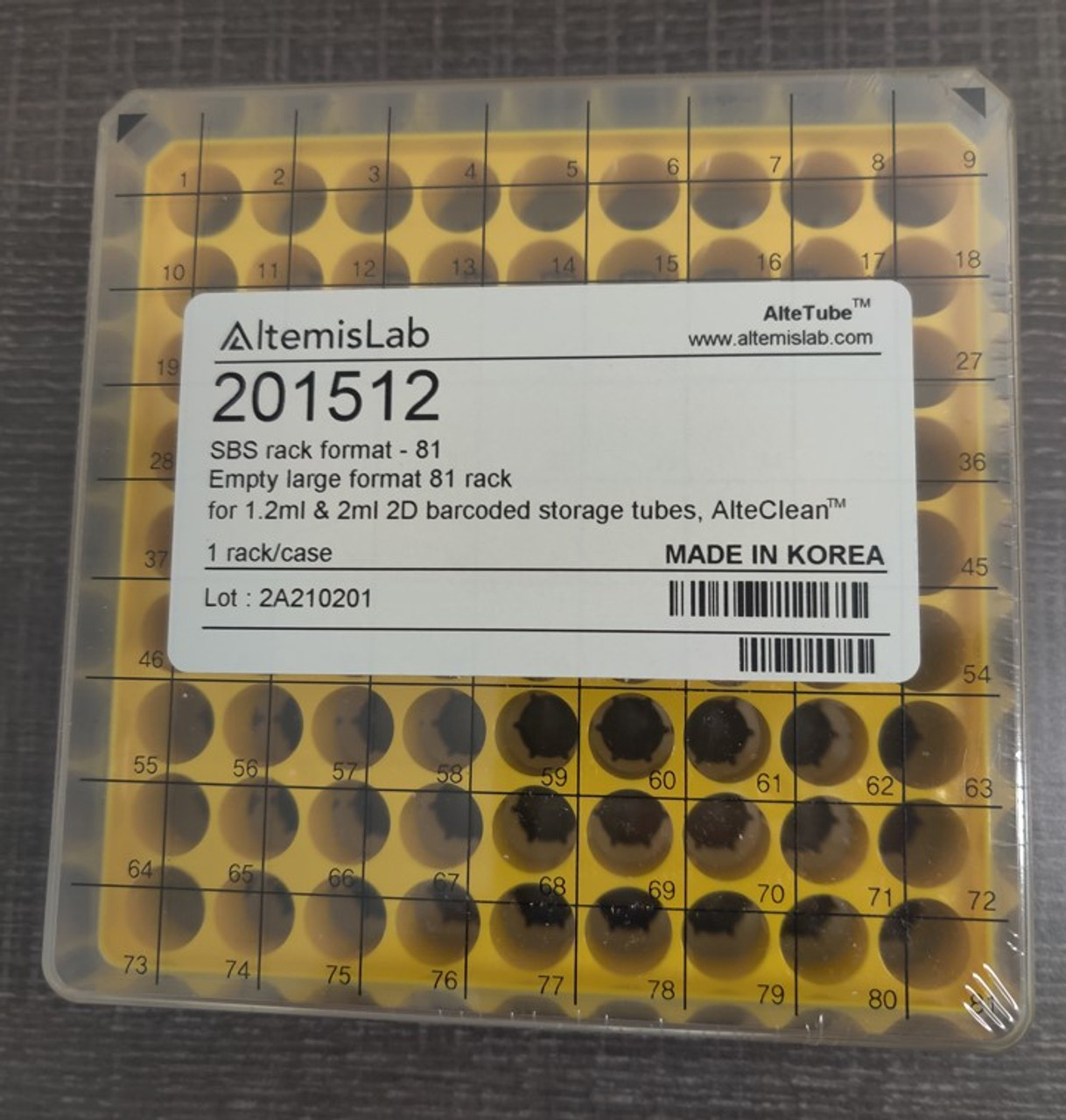 9x9 Microtube Freezer Storage Box, Plastic
