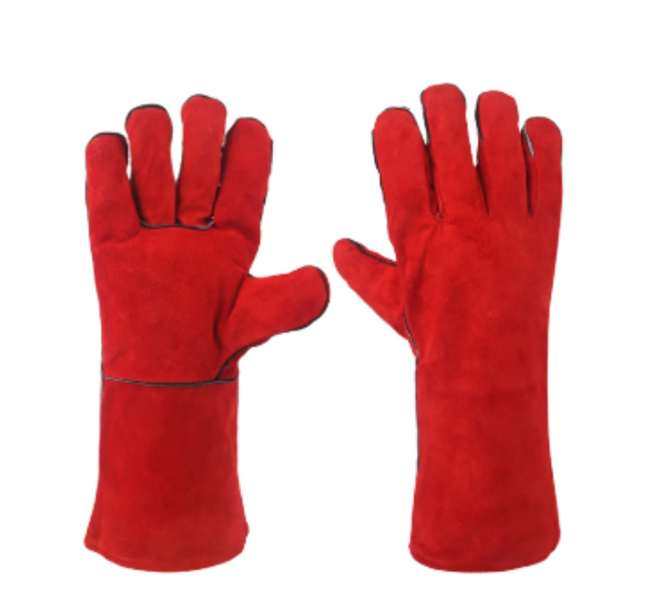 Red Cowhide Autoclave Gloves, Safely Hold Items Up to 500F, 1 Pair