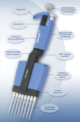 This image showcases all the features that make the Labnet Biopette Plus Multichannel Pipette an excellent liquid handling tool. This image showcases all the features that make the Labnet Biopette Plus Multichannel Pipette an excellent liquid handling tool.