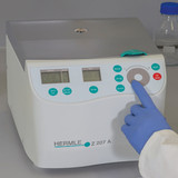 The Hermle Z207-M benchtop microcentrifuge is easy to program with the touch wheel interface.  The Hermle Z207-M benchtop microcentrifuge is easy to program with the touch wheel interface.