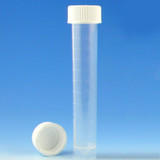 10mL skirted based polypropylene transport tube with leak proof white screw cap 6102. Tubes have graduation lines for measuring volume and a conical center - Lab Supplies - Stellar Scientific