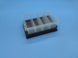 Polypropylene 4 Channel Robotic Solution Reservoir For High Throughput Robotic Liquid Handlers In Its Reusable Base - Robotic Reservoirs - Stellar Scientific Polypropylene 4 Channel Robotic Solution Reservoir For High Throughput Robotic Liquid Handlers In Its Reusable Base - Robotic Reservoirs - Stellar Scientific