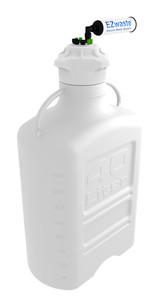 EZwaste® XL HPLC Solvent Waste System, 40L HDPE Reusable Carboy, 120mm VersaCap with Four (4x) Ports for 1/16 Inch, Three (3x) 1/4 Inch O.D. Tubing; & Filter, 1/EA