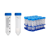 50mL High Speed Conical Centrifuge Tubes In Eco Friendly Racks - Sterile and RNase and DNase Free With Attached Screw-Caps - Lab Supplies - Stellar Scientific