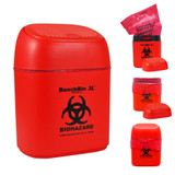 Benchtop Biohazard Bin With Push button Lid For Disposing Of Biohazard Laboratory Waste - Lab Supplies - Stellar Scientific Benchtop Biohazard Bin With Push button Lid For Disposing Of Biohazard Laboratory Waste - Lab Supplies - Stellar Scientific