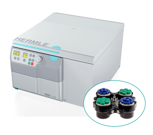 Hermle Benchtop Z446 Non-Refrigerated Centrifuge Cell Culture Bundle with Swing-out Rotor and Buckets to hold 34 x 15mL and 14 x 50mL tubes