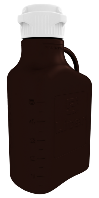 5L (1 Gal) Dark Amber Autoclavable Polypropylene Carboy with 83mm Cap For Mixing, Storing And Transporting Light Sensitive Liquids