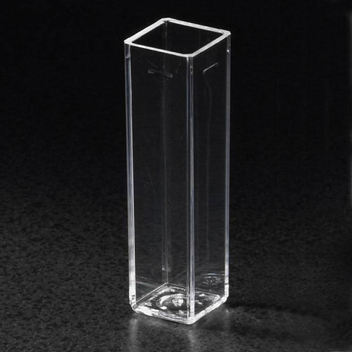 Square Polystyrene Spectrophotometer Cuvette 4.5mL (10mm). Also available in UV safe PMMA