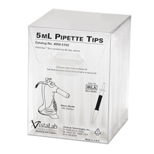 VistaClear Box of 5mL Macro Pipette tips for VistaLab 5mL Macro Pipette