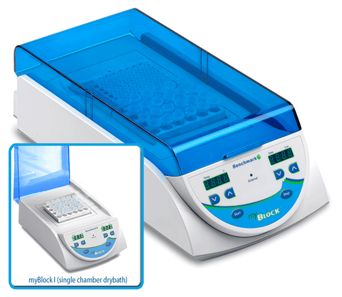 Benchmark Scientific myBlock II™- Digital Dry Bath with 2 Quick-Flip Blocks for tubes (0.2 to 2.0ml, PCR strips and PCR plates