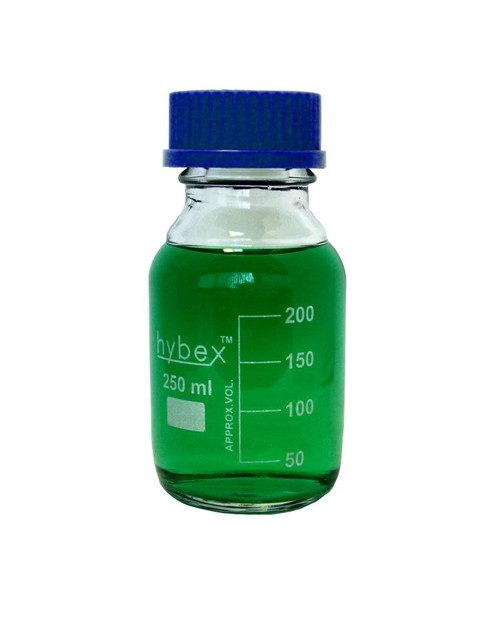 Hybex 250mL Glass Bottle with Blue GL45 Screw Cap B3000-250-B - Laboratory Glassware - Stellar Scientific