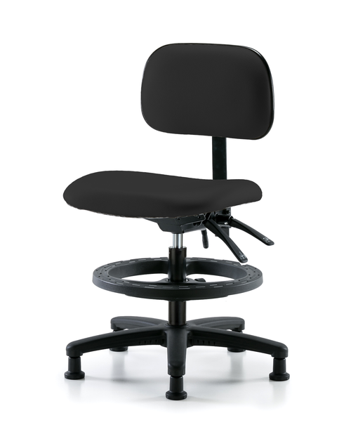 Vinyl Medium Bench Lab Chair with Black Tube Foot Ring and Black Glides - EVMBCH-RG-T0-A0-BF-RG-8540 -Laboratory Chairs - Stellar Scientific