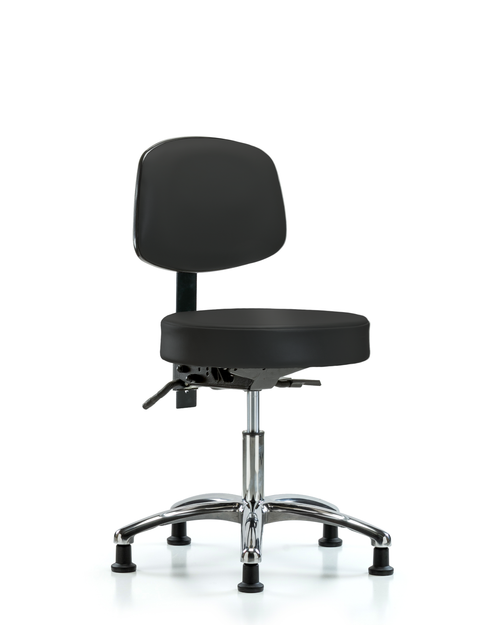 Black Vinyl Lab Desk Chair with No Foot Ring and Chrome Glides - VDHST-CR-T0-RG-8540 - Laboratory Chairs - Stellar Scientific