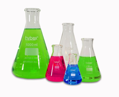 hybex Borosilicate Glass Erlenmeyer Flasks for Heating and Mixing Lab Solutions - Lab Glassware - Stellar Scientific hybex Borosilicate Glass Erlenmeyer Flasks for Heating and Mixing Lab Solutions - Lab Glassware - Stellar Scientific